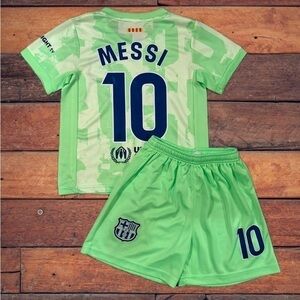 Messi Green Barcelona Kids Soccer Jersey XS  Toddler Size 22 5T -6T Toddler